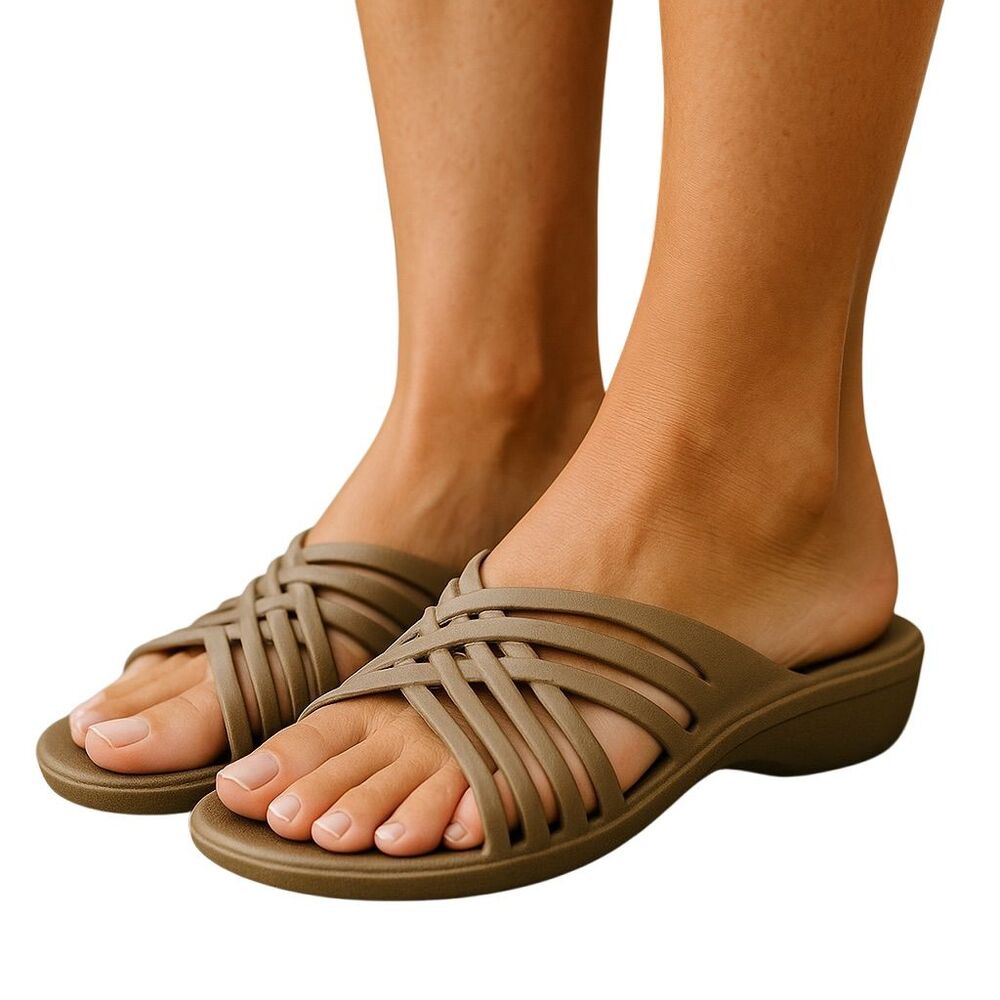 Okabashi Women's Venice Slide Sandals Toffee Brown Size 8-9 Casual Summer